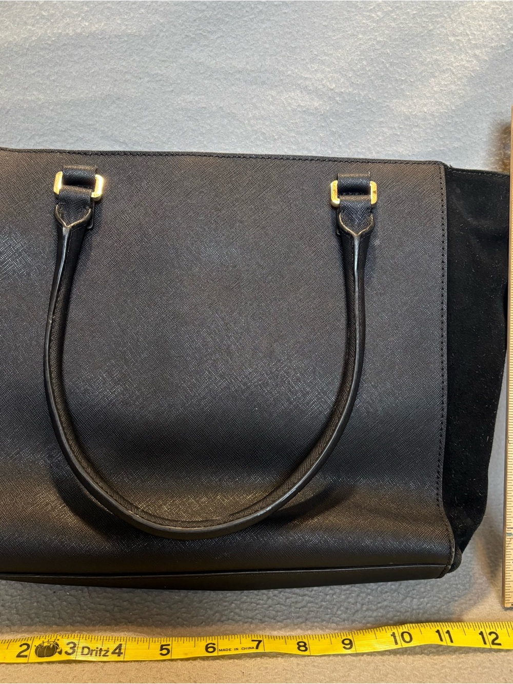 Kate Spade Black Faux Leather & Suede Envelope Shoulder Tote Bag - Picture 3 of 11